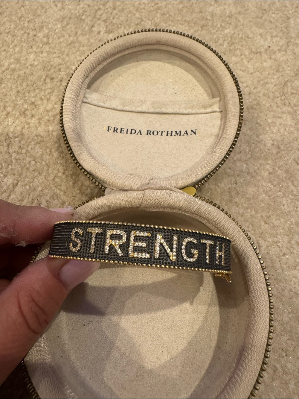 Freida Rothman Strength Embellished Cuff Bracelet - Black & Gold